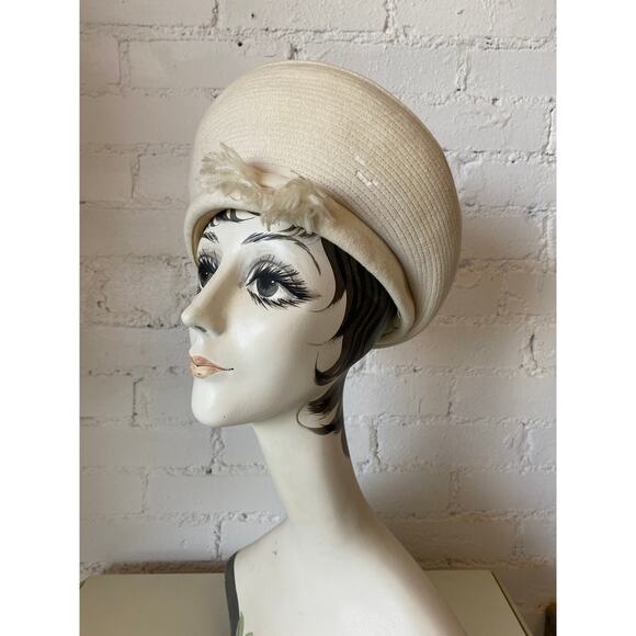 vintage 1960s Christian Dior cream wool hat, 60s designer turban, avant garde - Picture 1 of 8